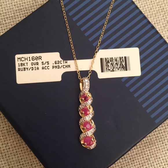 Jewelry Television Jewelry - 18k Gold over Sterling Ruby Diamond Accent Pendant